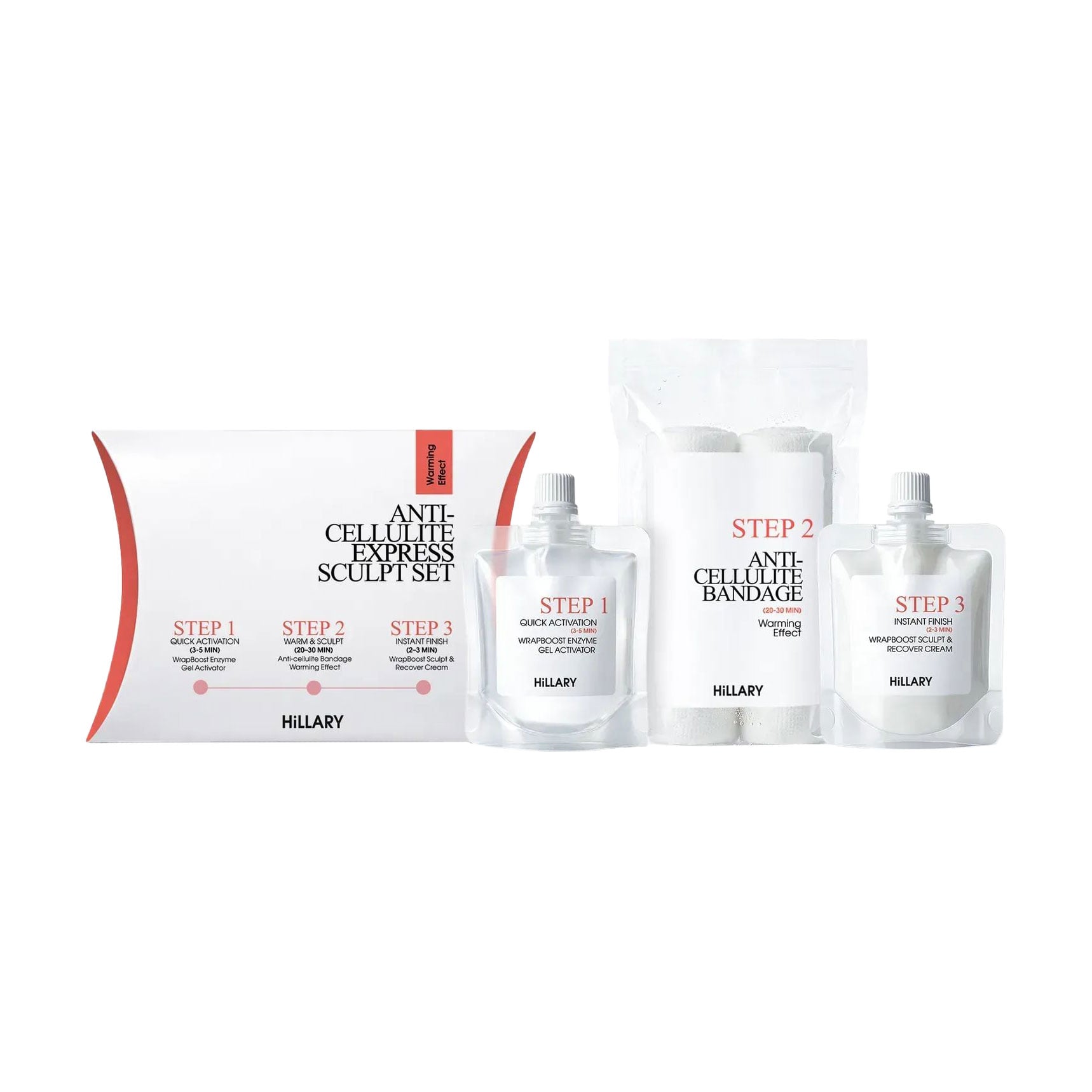 Антицелюлітний експрес набір для тіла Hillary Anti-Cellulite Express Sculpt Set (гель-активатор, 40 мл + крем, 40 мл + обгортання, 2 шт)